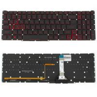 Клавиатура для ноутбука ACER Nitro 5 AN515-45 AN515-56 чёрная, с подсветкой, красные буквы, RU (MZ)