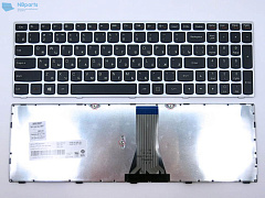 Клавиатура для ноутбука Lenovo IdeaPad G50-70, Z51-70, чёрная, с серой рамкой, RU (MZ)