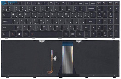 Клавиатура для ноутбука Lenovo IdeaPad G50-70, Z51-70, чёрная, с подсветкой, с чёрной рамкой, RU
